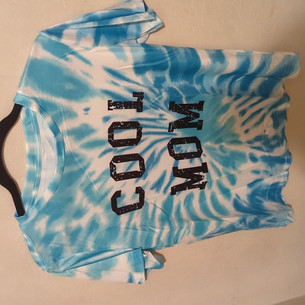 Dear lover , Light blue Cool Mom tie dye tee short sleeve